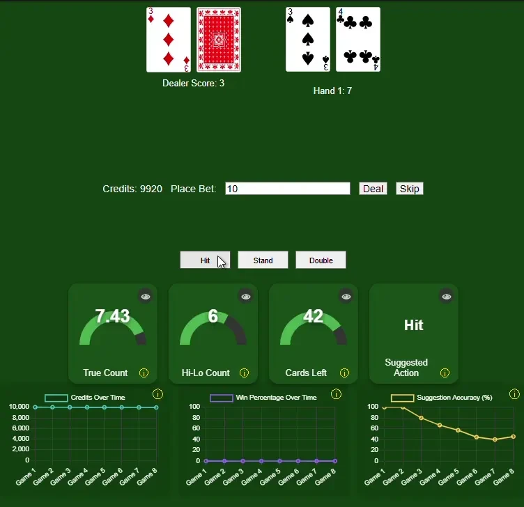 Blackjack simulator preview